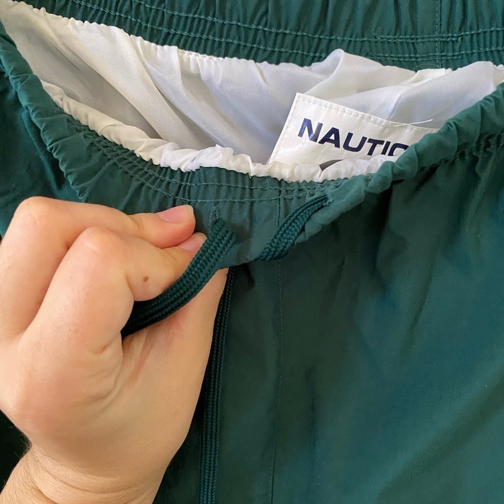 Vintage Nautica Competition Green Nylon Track Pants Mens M Oversized 90s Joggers - Picture 6 of 9